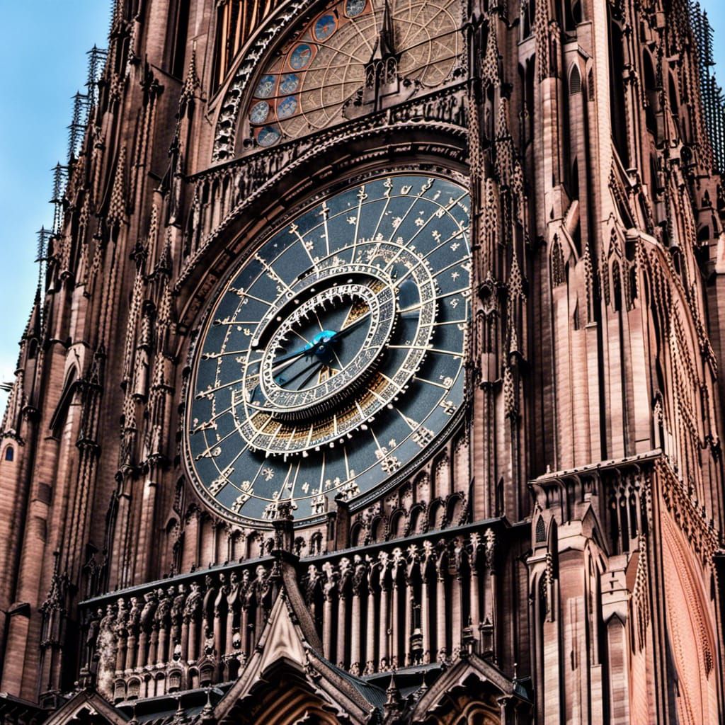 Gothic Strasbourg Cathedral intricate façade astronomical clock