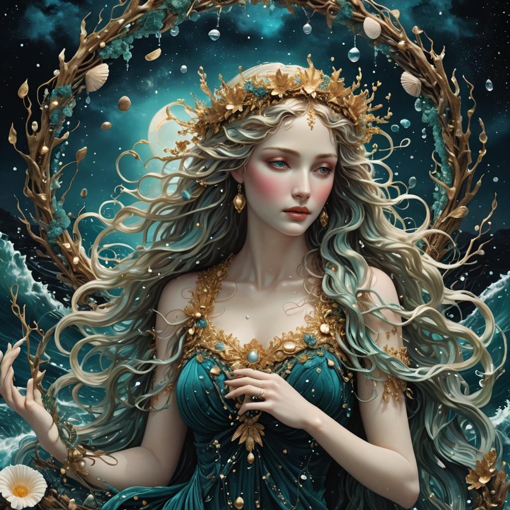 Aphrodite Emerges from the Starry Ocean