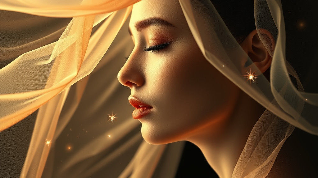 Ethereal Woman in Flowing Fabric: Ultra-Realistic 8K Portrai...