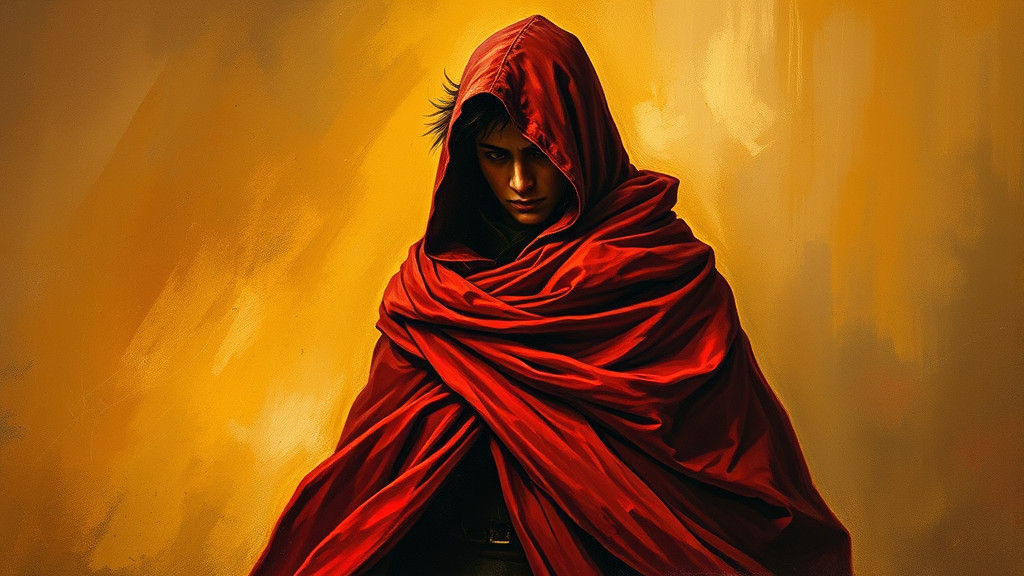 Figure in Red Cloak in Oil Painting Style