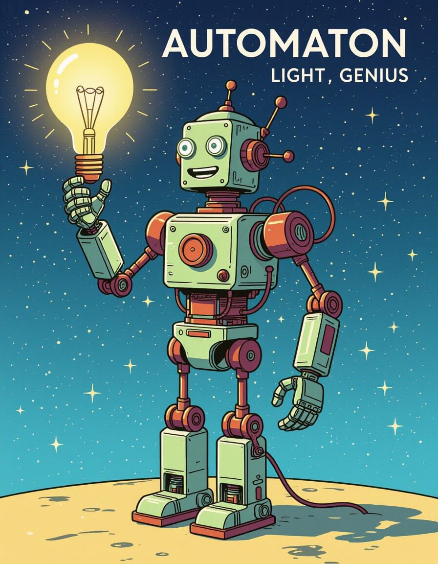 Automaton Genius Illuminated by Light