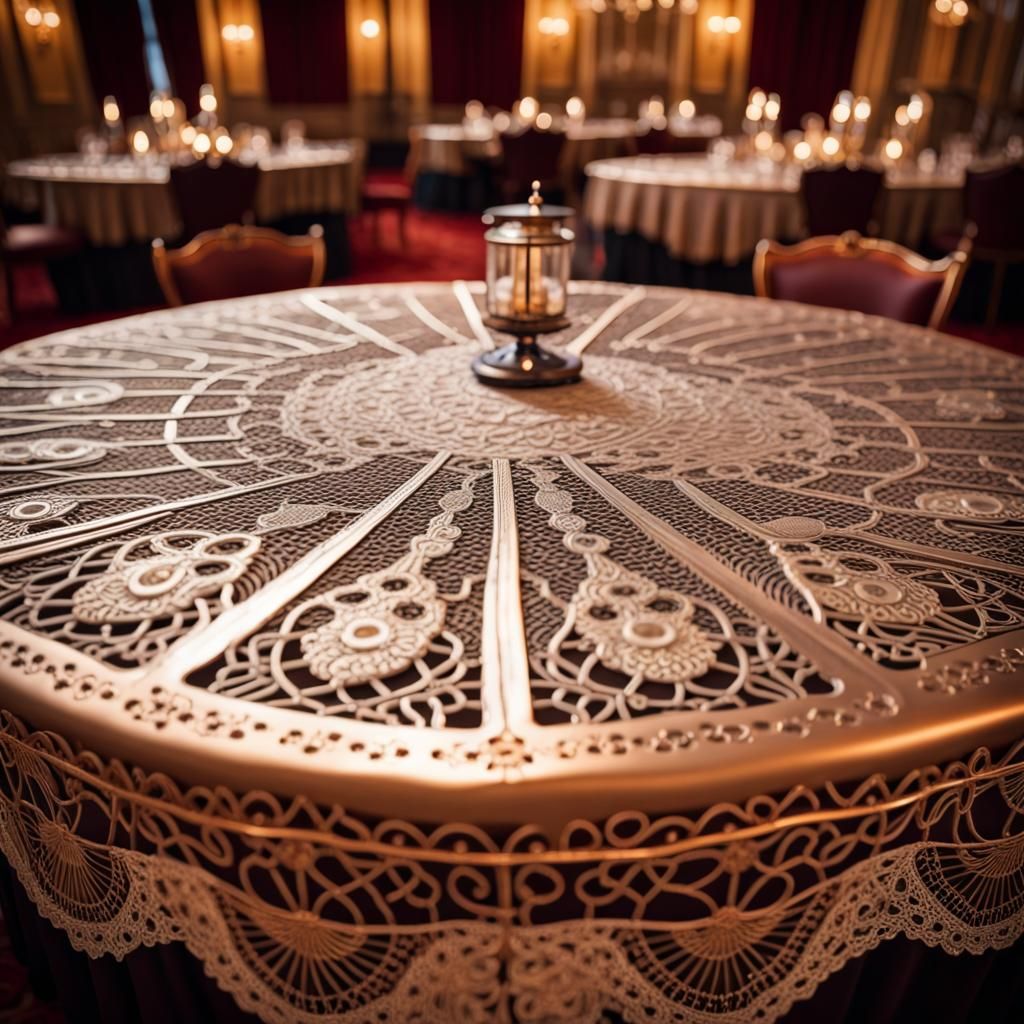 Steampunk Metal Lace Tablecloth in Grand Ballroom