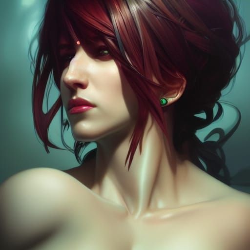 Morrigan Portrait in Hyperdetailed Splash Art Style