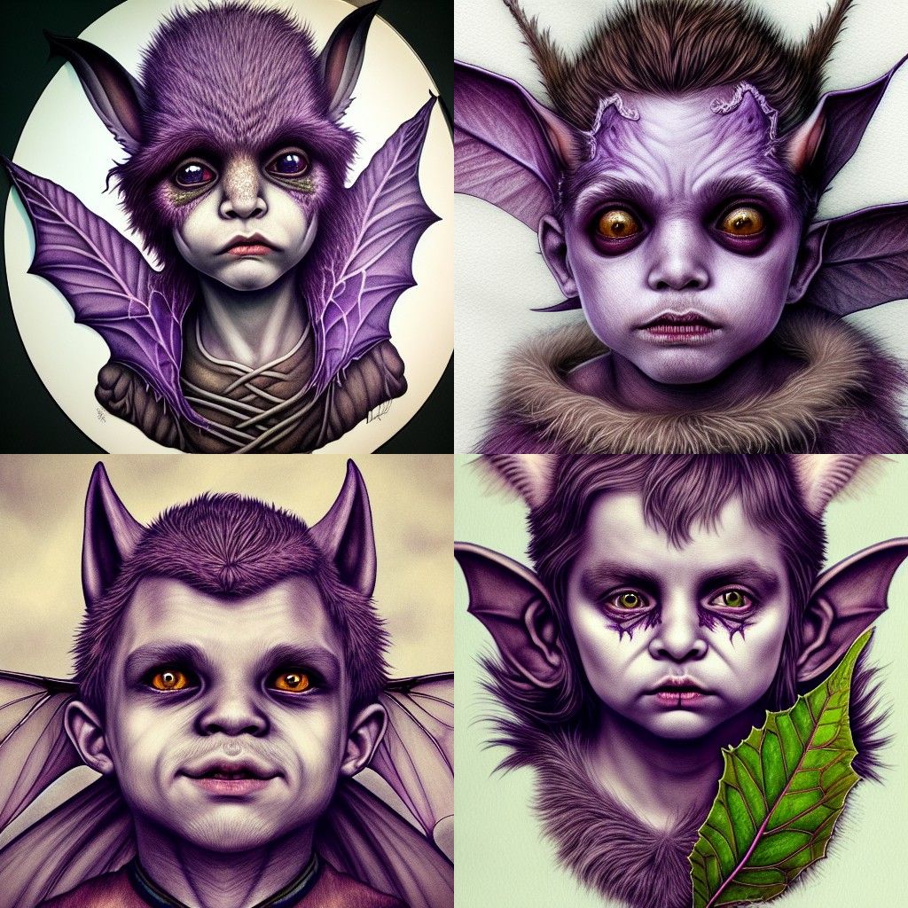 Hyperdetailed Bat Boy Portrait in Ethereal Fantasy Style