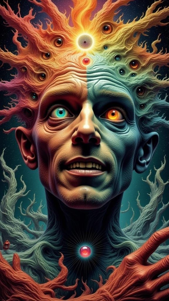 Fractal Faced Man in Dreamscape Mindscape