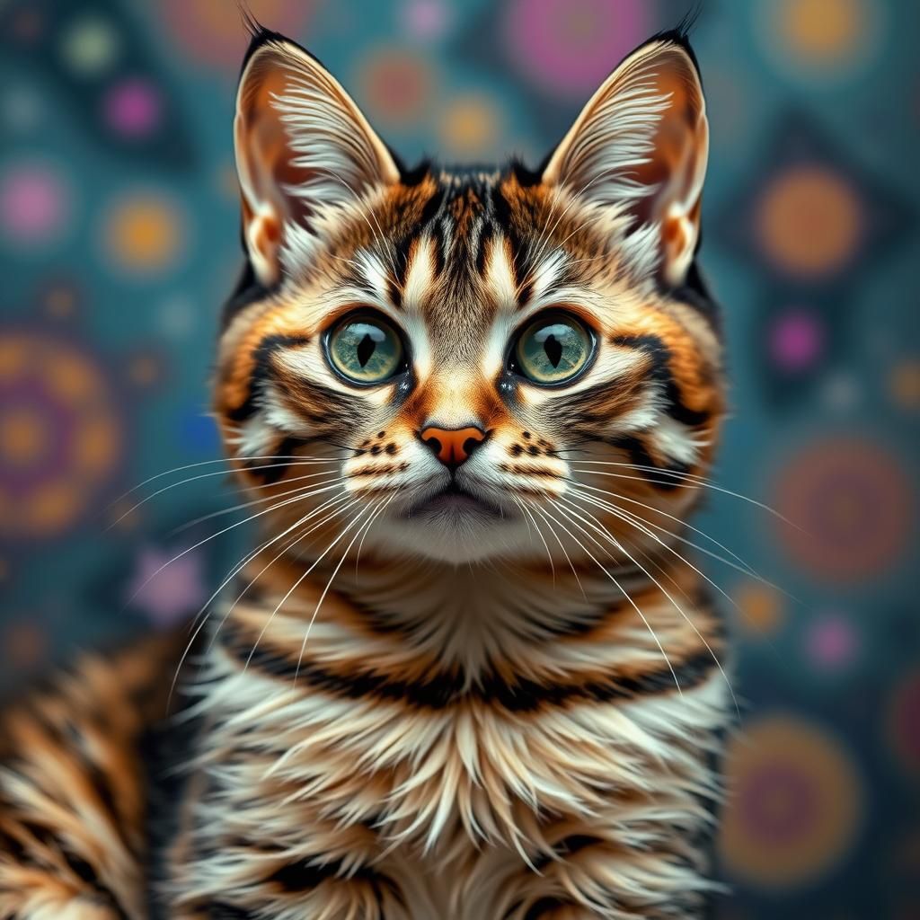 Psychedelic Cat Portrait Inspired by Art Nouveau