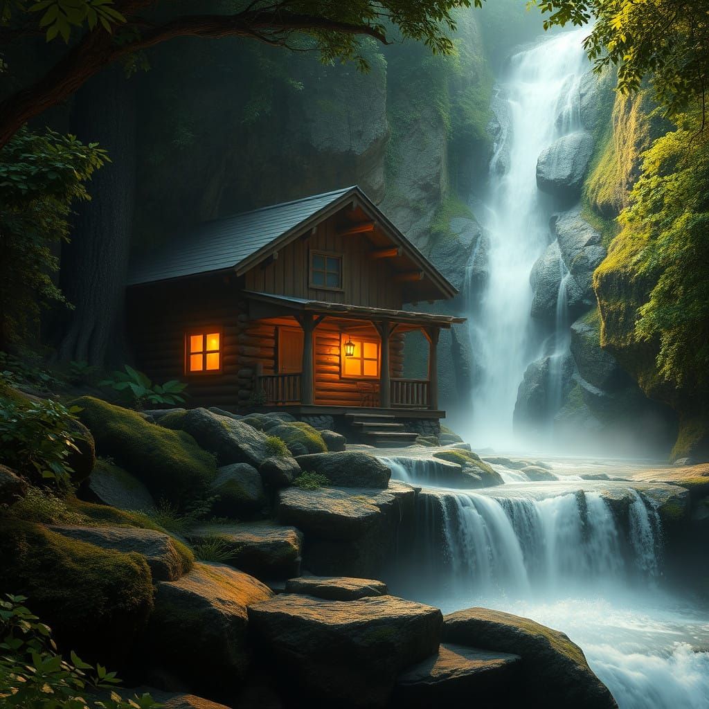 Cozy Waterfall Cabin in a Lush Green Oasis