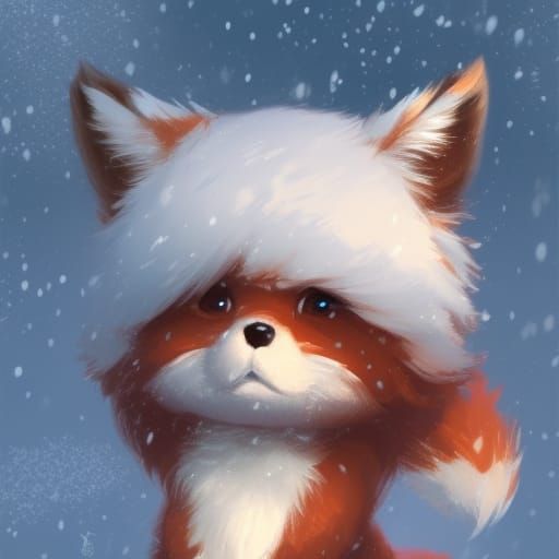 Adorable Chibi Fox Portrait in Digital Art Style