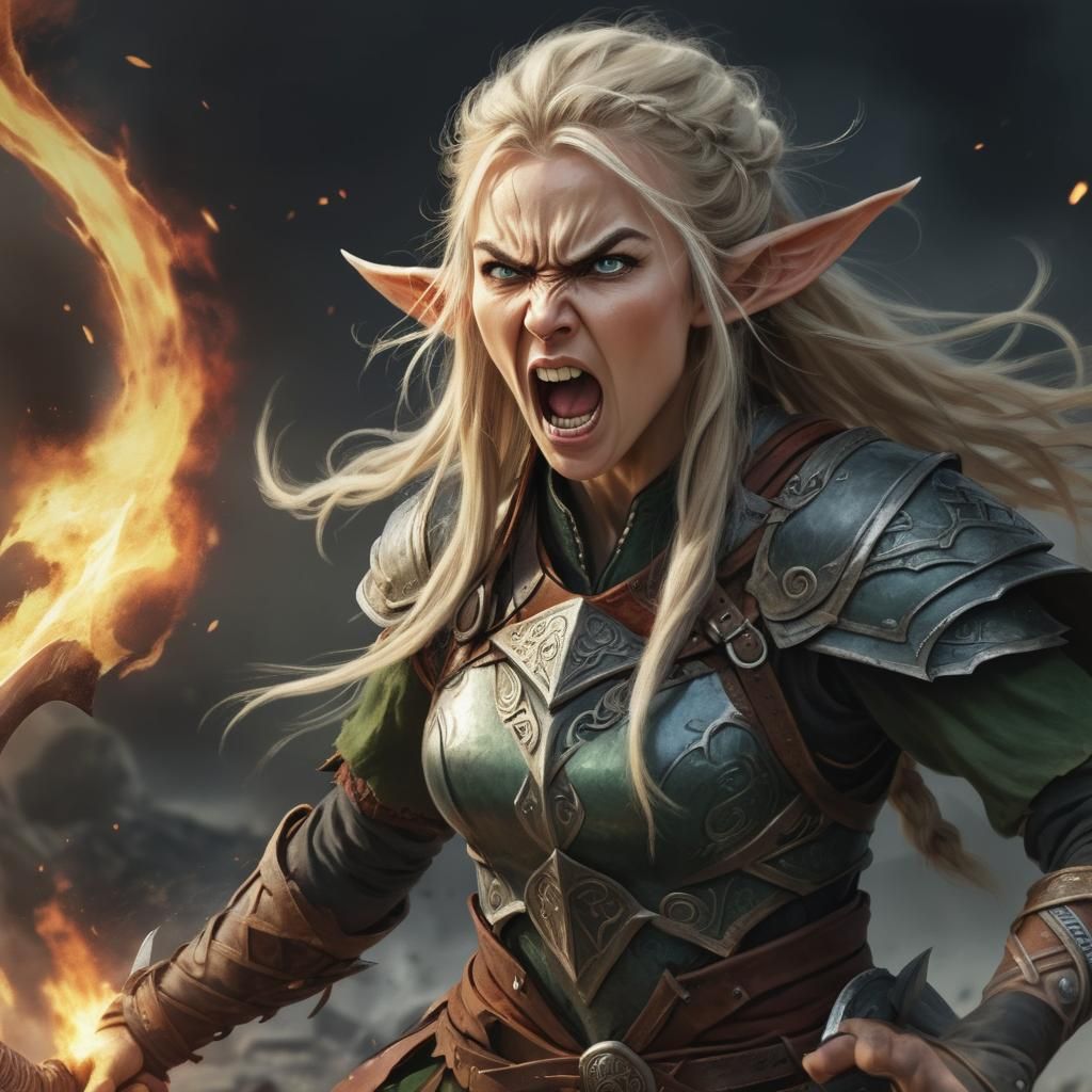 Elven Warrior Portrait of Rage