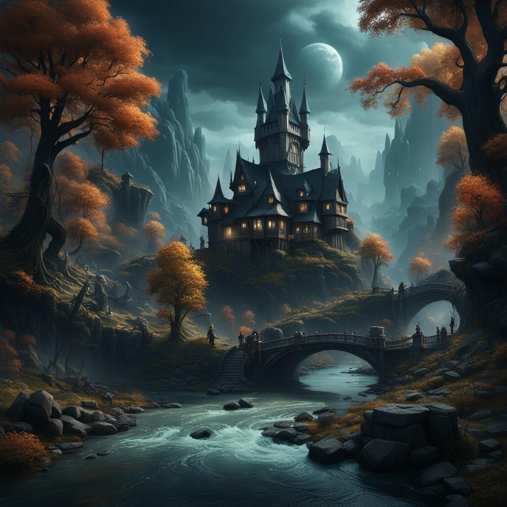 Cursed River: Detailed Matte Painting in Deep Color