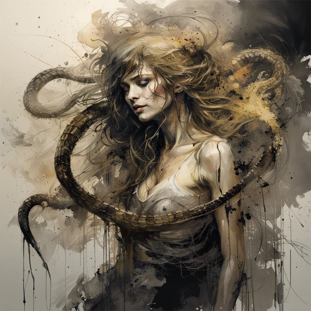 Eldritch Cobra Snake of Dark Ink