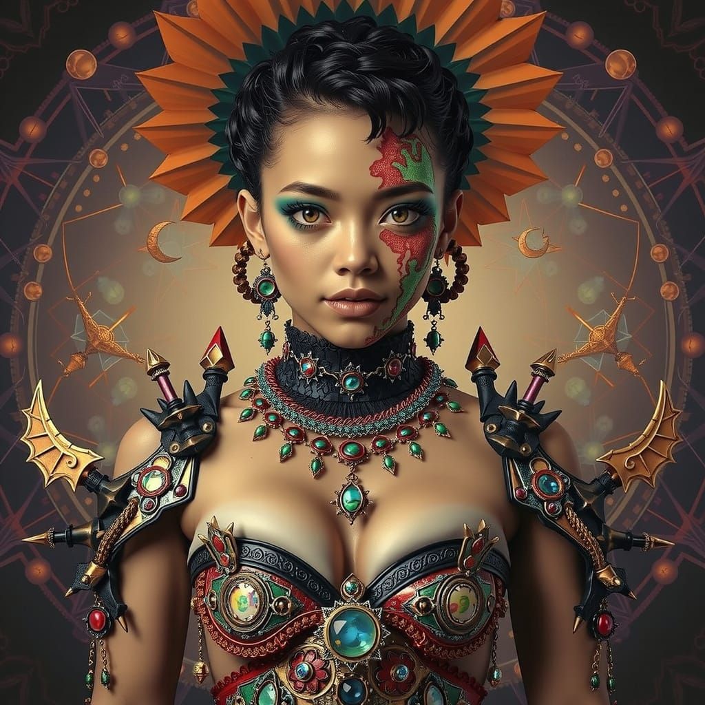 Hyperrealistic Scene with Geometric Elements in Vibrant Colo...