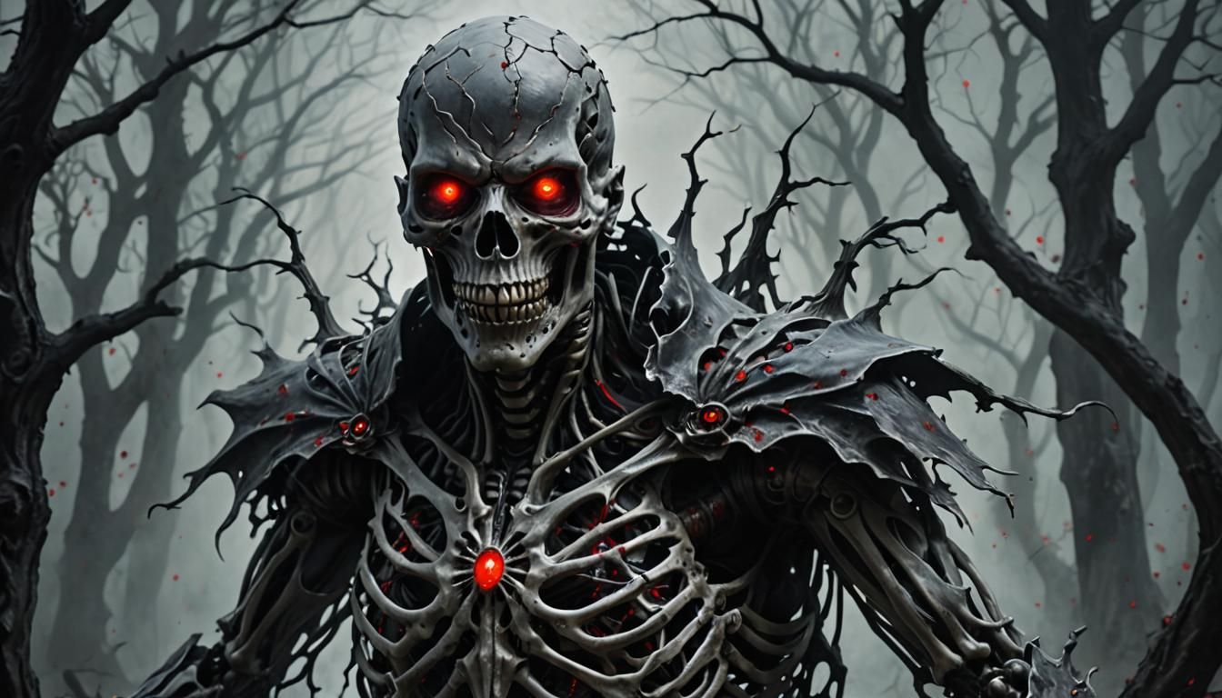 Dark Fantasy Ghost with Skeletal Face