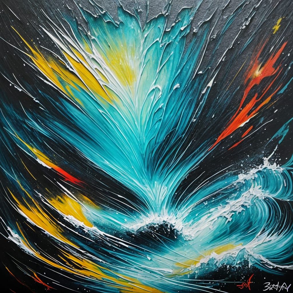 Vibrant Butterfly Graffiti Art as Impasto Painting