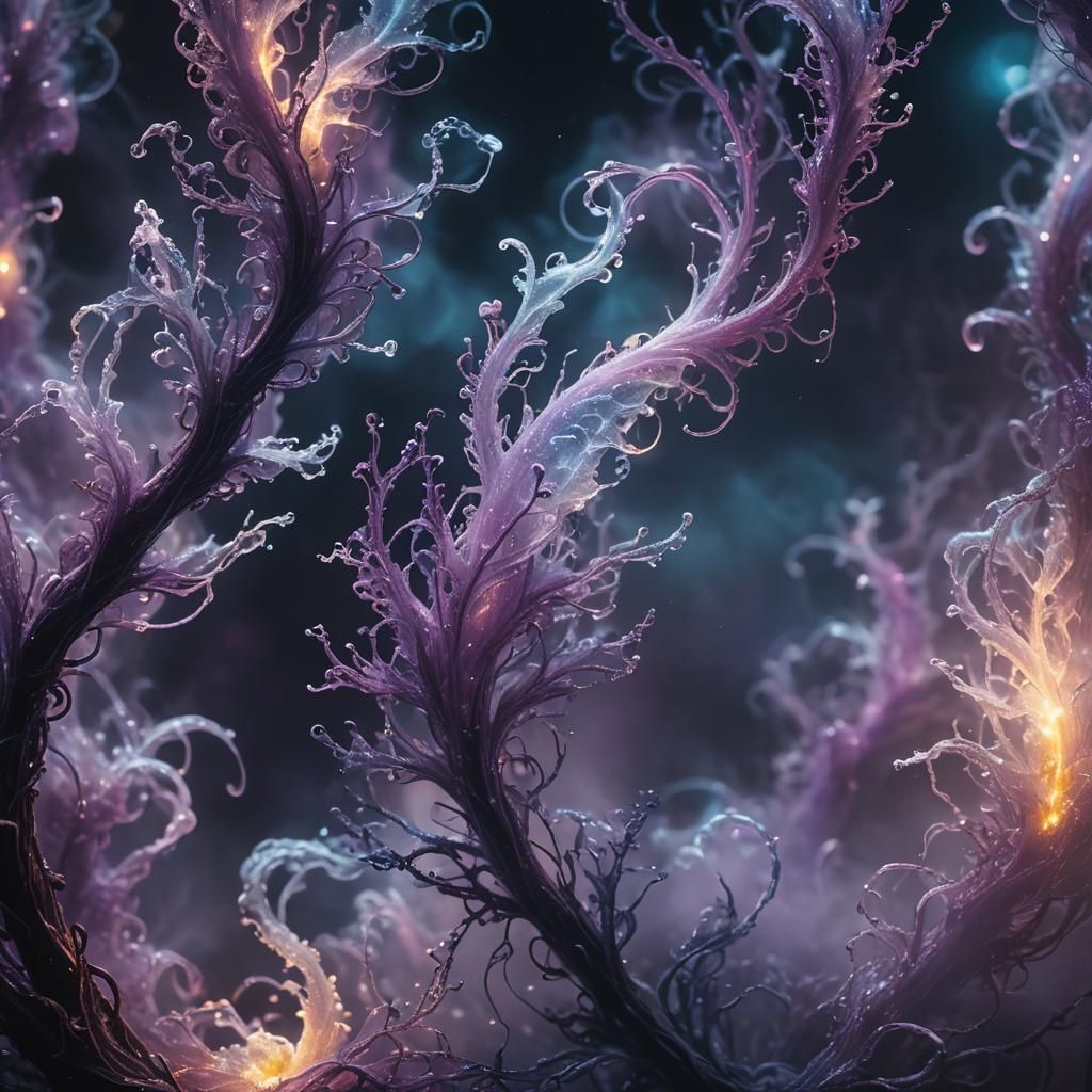 Ethereal Being in Iridescent Mist: Hyperrealistic Close-up