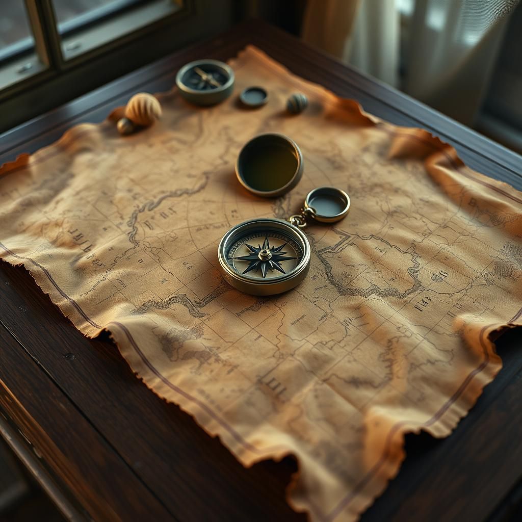 Vintage Map and Compass Evoke Adventure