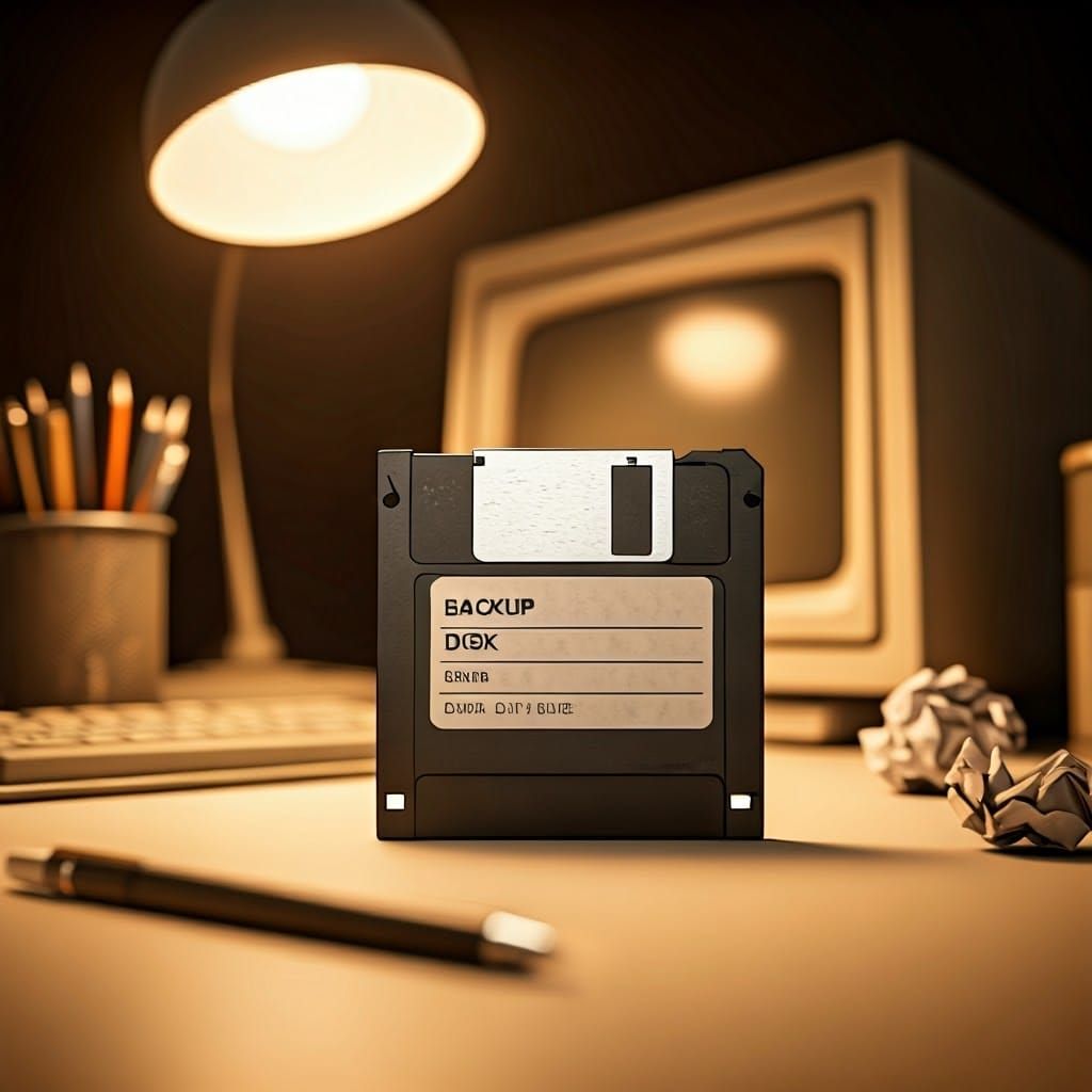 Retro IBM Floppy Disk on Beige Background