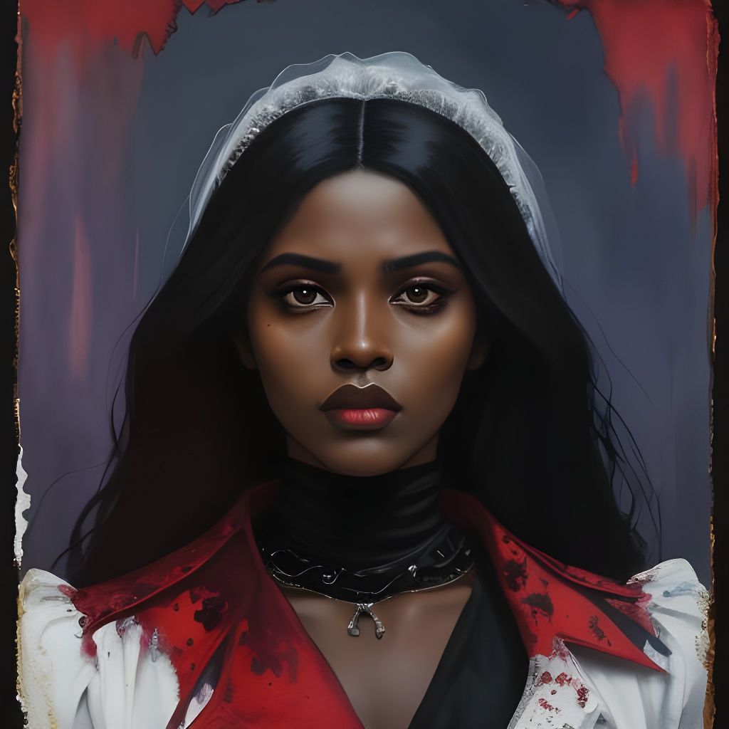 Gothic Vampire in Rome: Gouache Impressionist Portrait