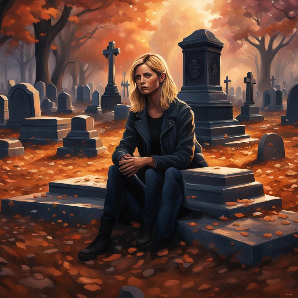 Buffy Summers Oil Painting in Cemetery