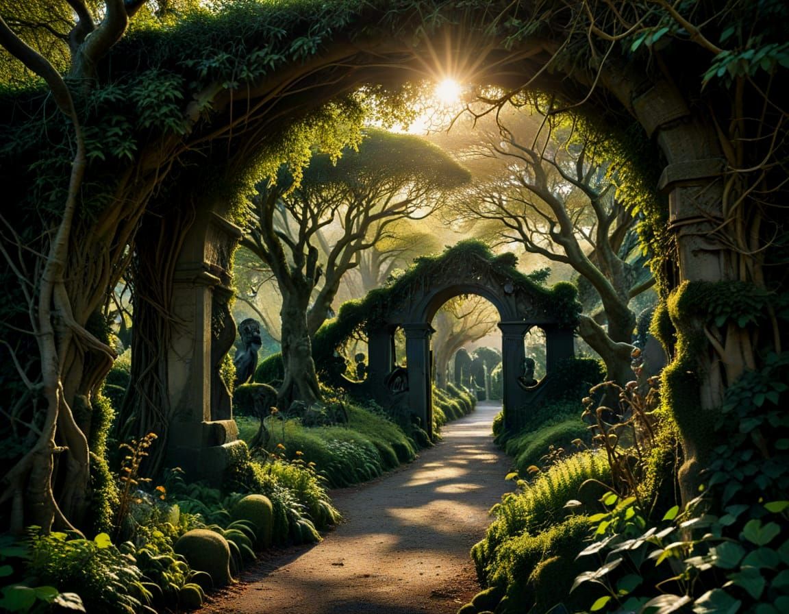 Mystical Garden in Afternoon Light