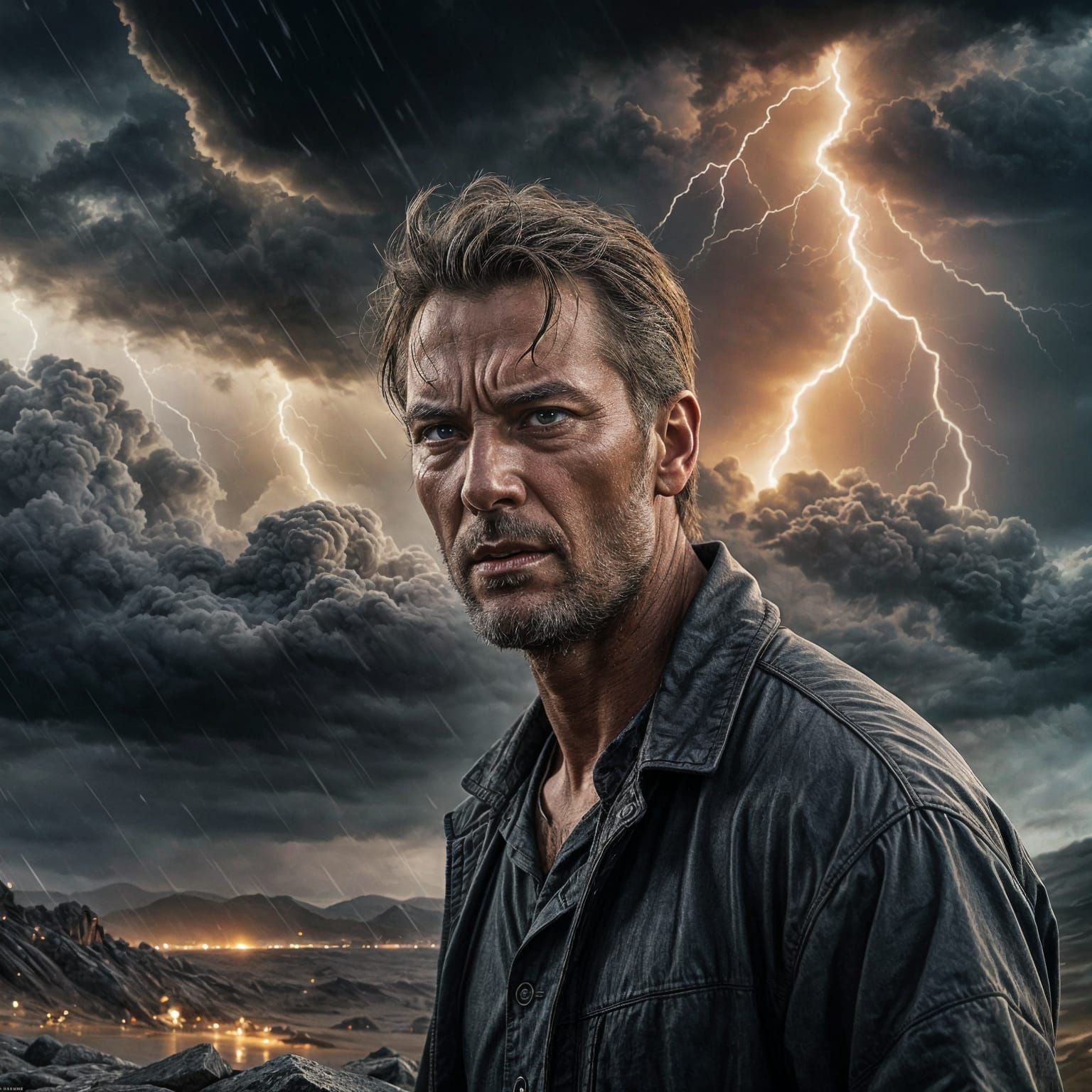 Overwhelmed Father: A Dramatic Digital Painting