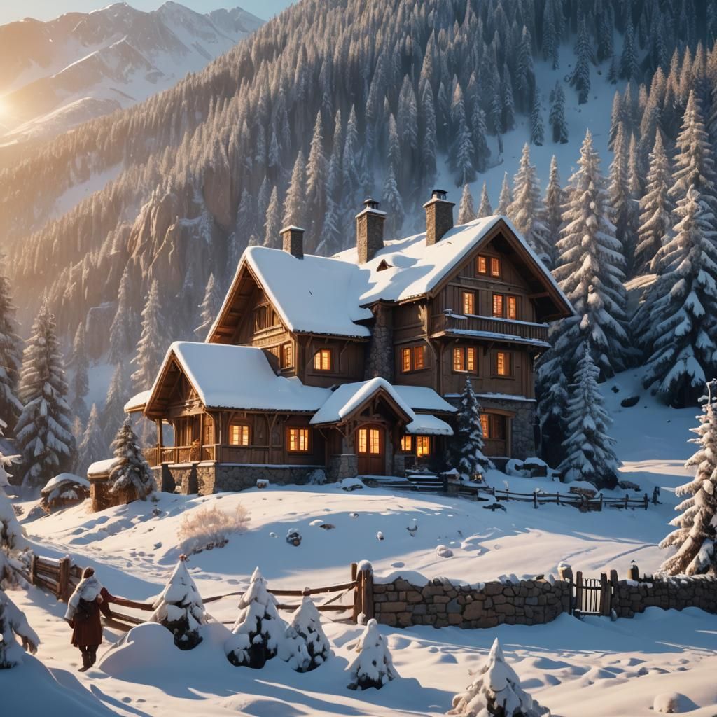 Christmas Joy in a Snowy Mountain Village