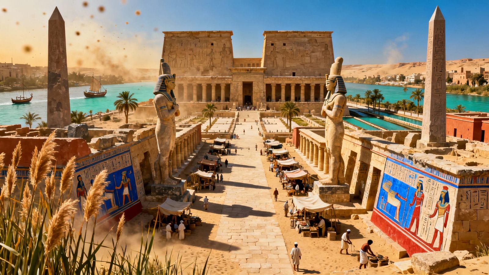 Ancient Egyptian City at Sunrise: Ramesside Period Panorama