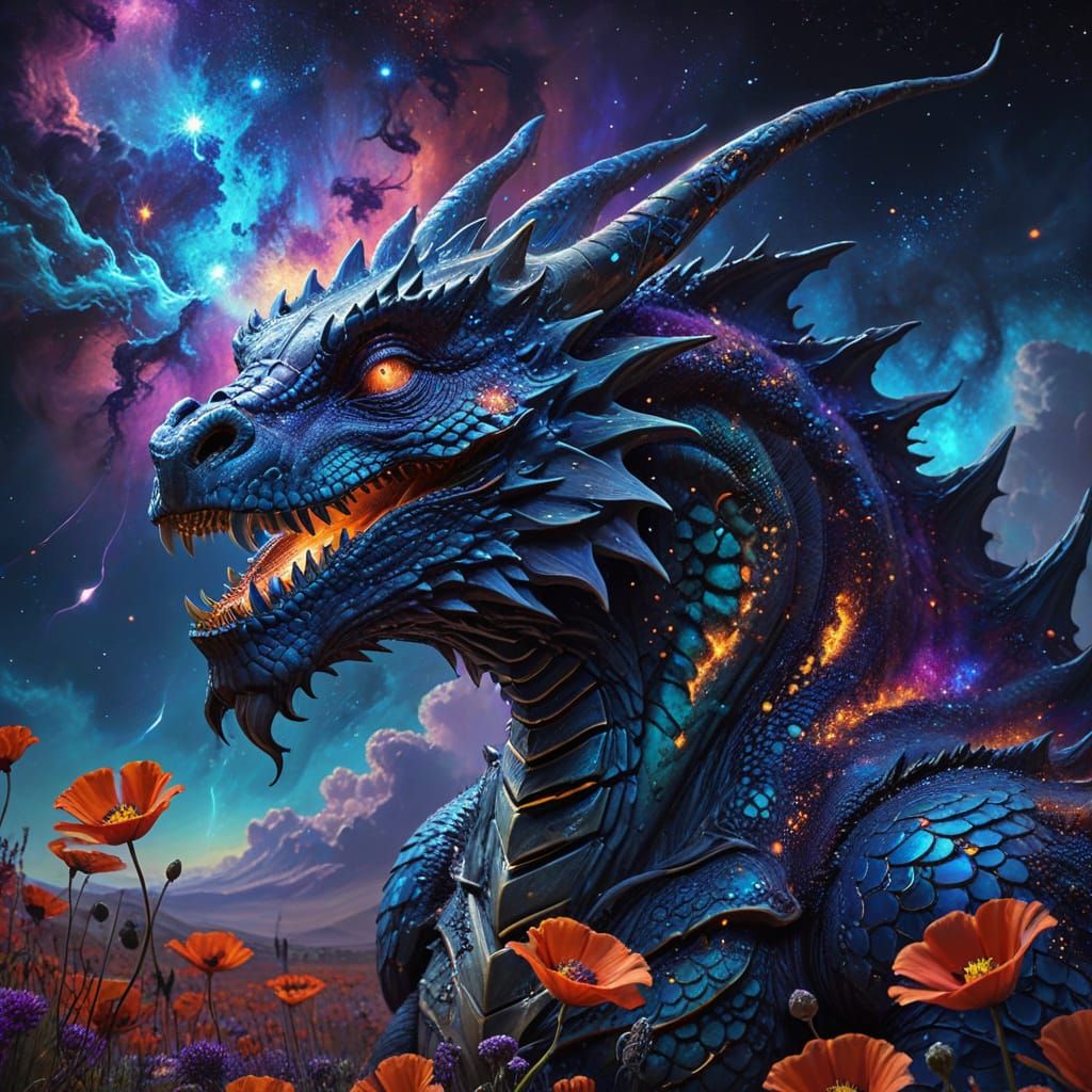 Ancient Dragon Coiled Around Nebula, Cosmic Awe