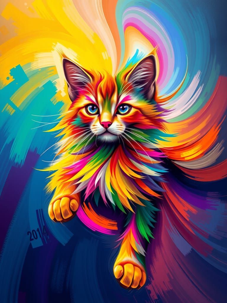 Generate an image bursting with rainbow colors and gradients...