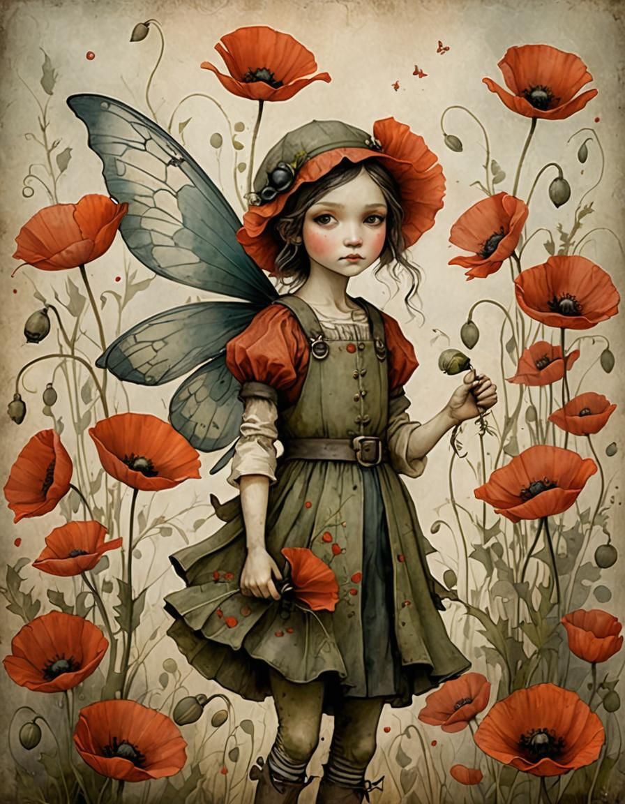 Poppy Fairy in Illustrative Fantasy Style