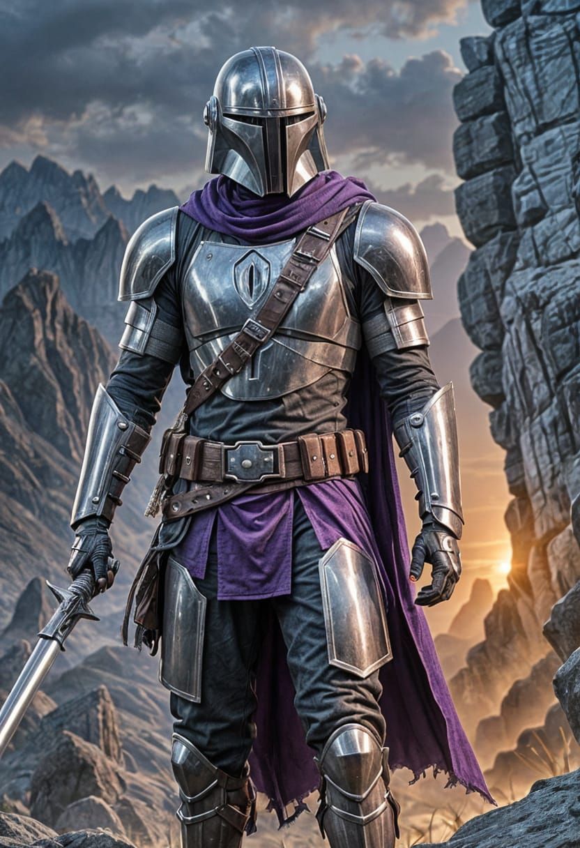 Raven Mandalorian in Beskar Armor and Jedi Attire