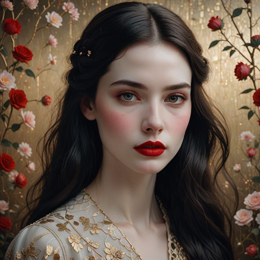 Ethereal Digital Portrait in Gustav Klimt's Style