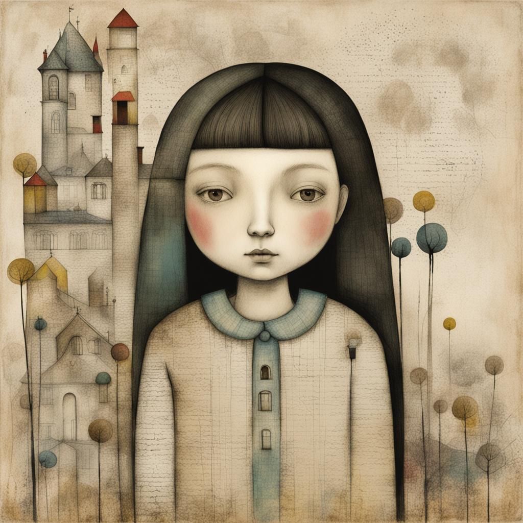 Whimsical Portrait of a Young Girl