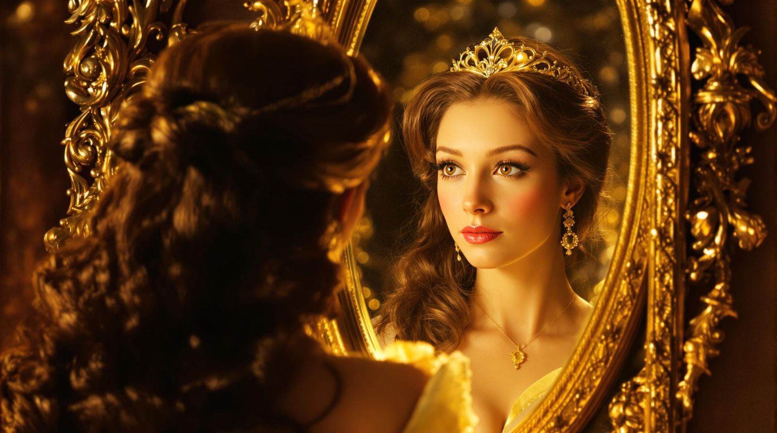 Enchanting Princess Belle in a Moment of Self-Discovery