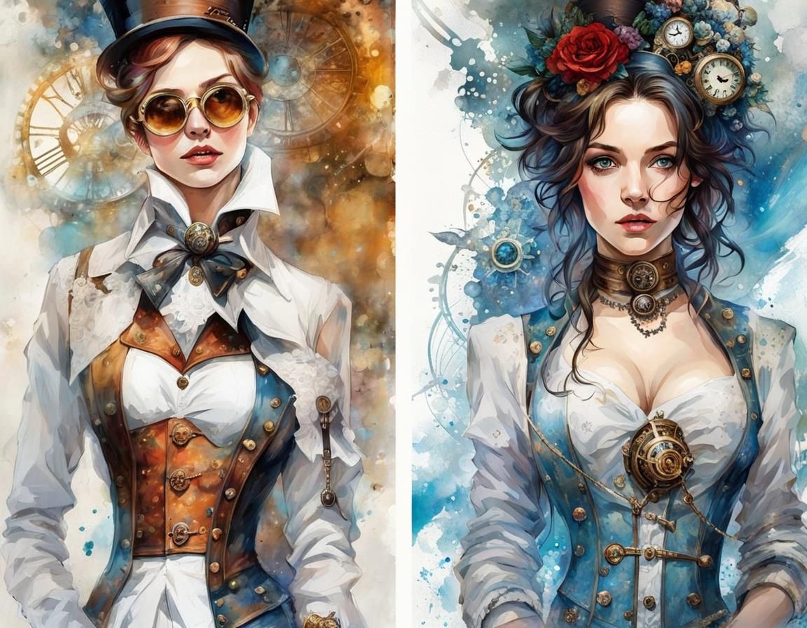 Steampunk Anime Portrait on Disco Ball