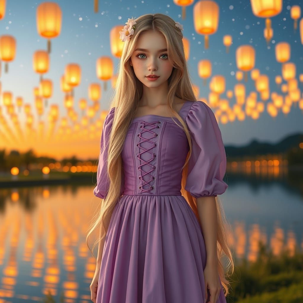 Japanese Woman with Golden Hair in Photo-realistic Style