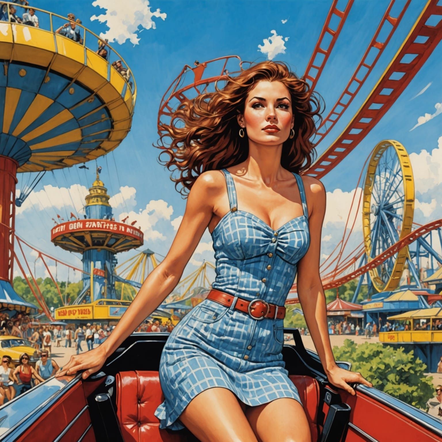 Woman on Extreme Ride, Comic Book Style