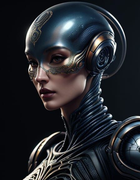 Beautiful Alien Woman Portrait in Detailed Matte Painting St...