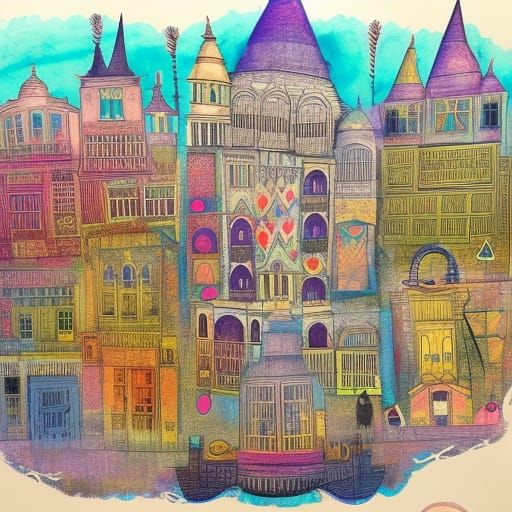 Vibrant Bombay Morning Collage in Mixed Media