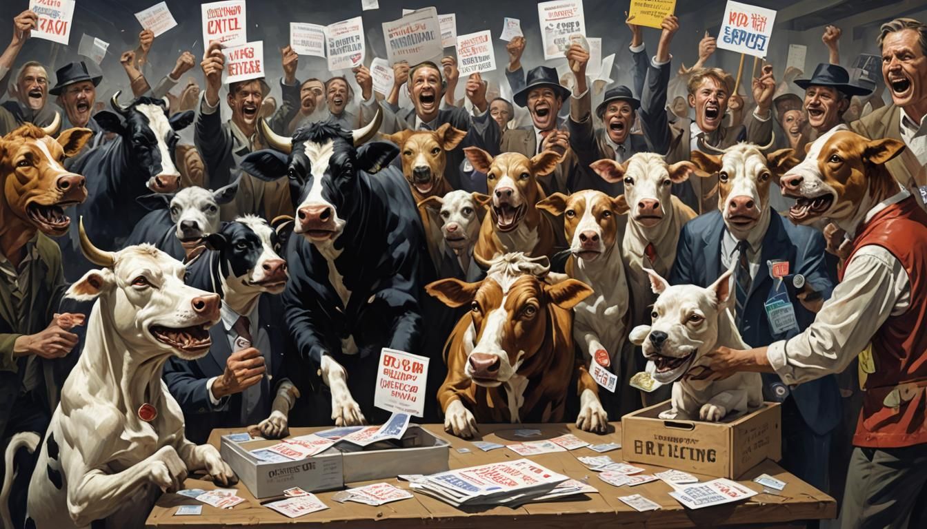 Animals Voting With Sinister Observer, Digital Art