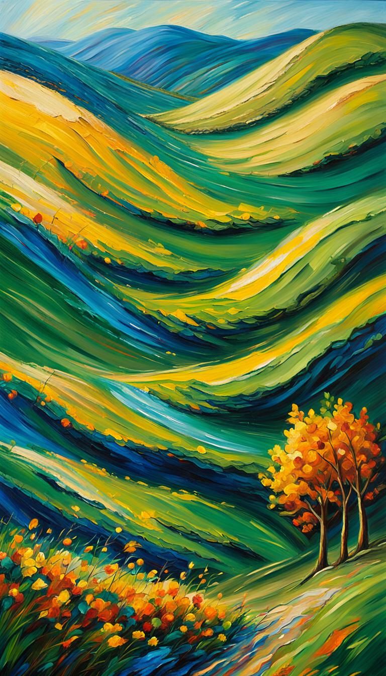 Expressionist Autumn Landscape with Impasto Oil Paint