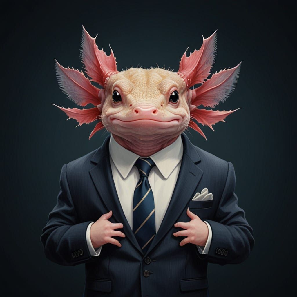 Axolotl in Formal Business Attire