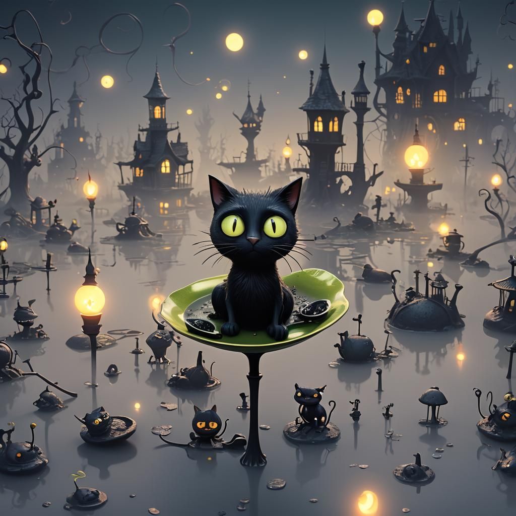 Spooky Spoon Manor in Burtonesque 3D Art