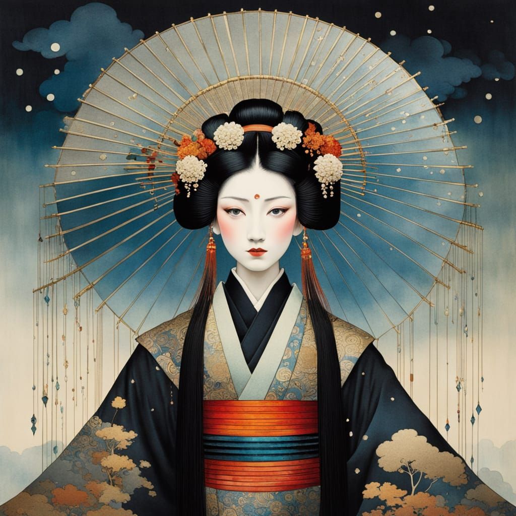 KAY NIELSEN MYTHICAL Equinox geisha,  Autumn STORM. Patina a...