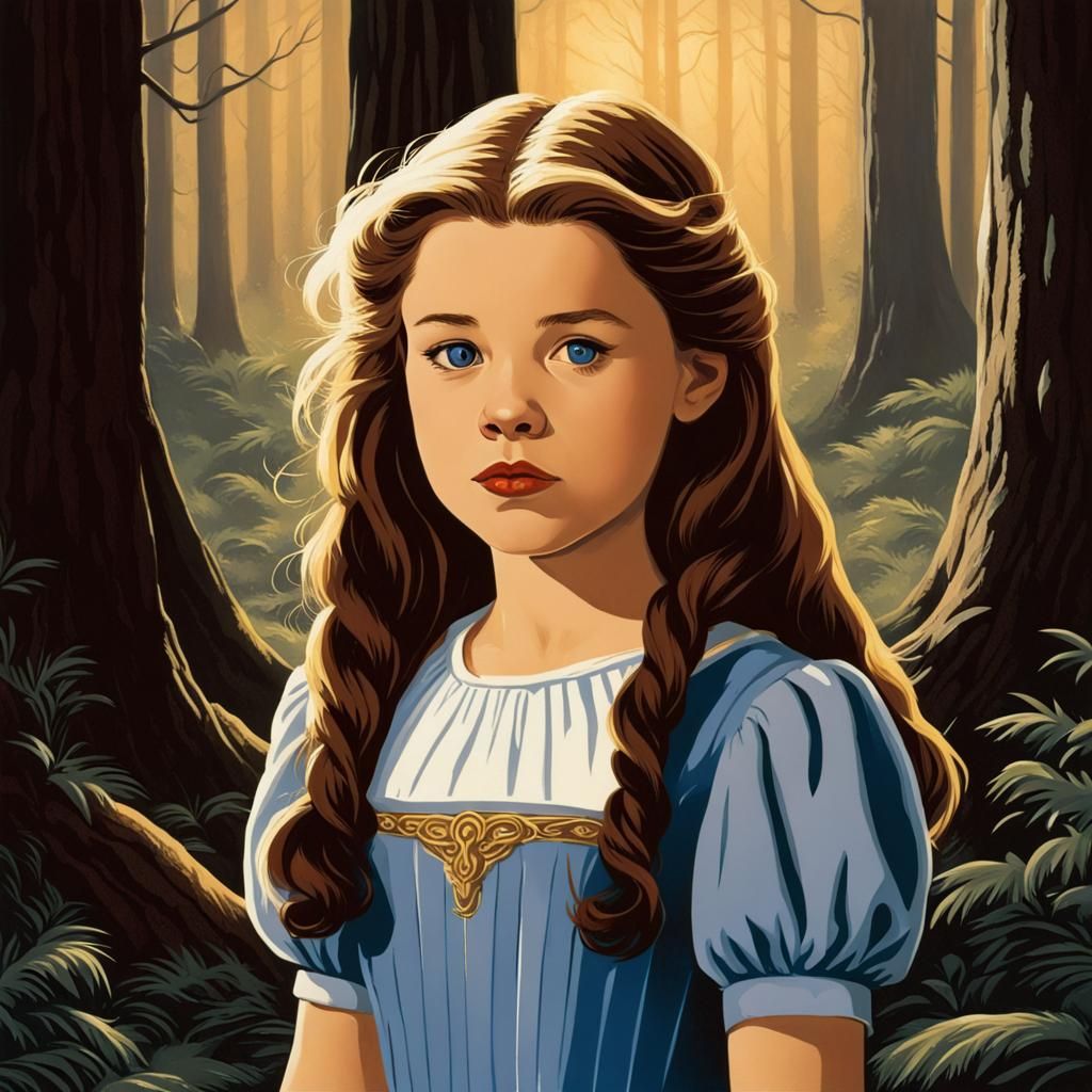 Lucy Pevensie in a Classic Fantasy Art Style