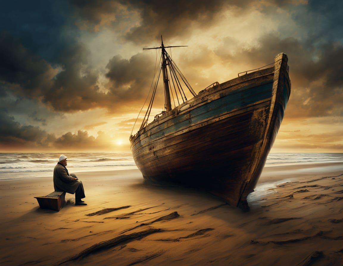 Weathered Sailor Contemplates Coastal Horizon