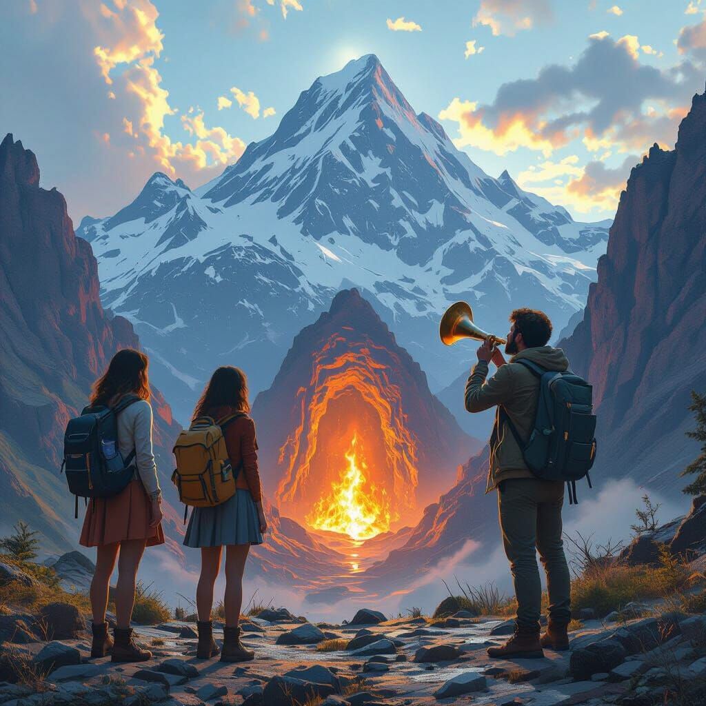 Mountain Portal Opens as Shofar Echoes: Matte Painting