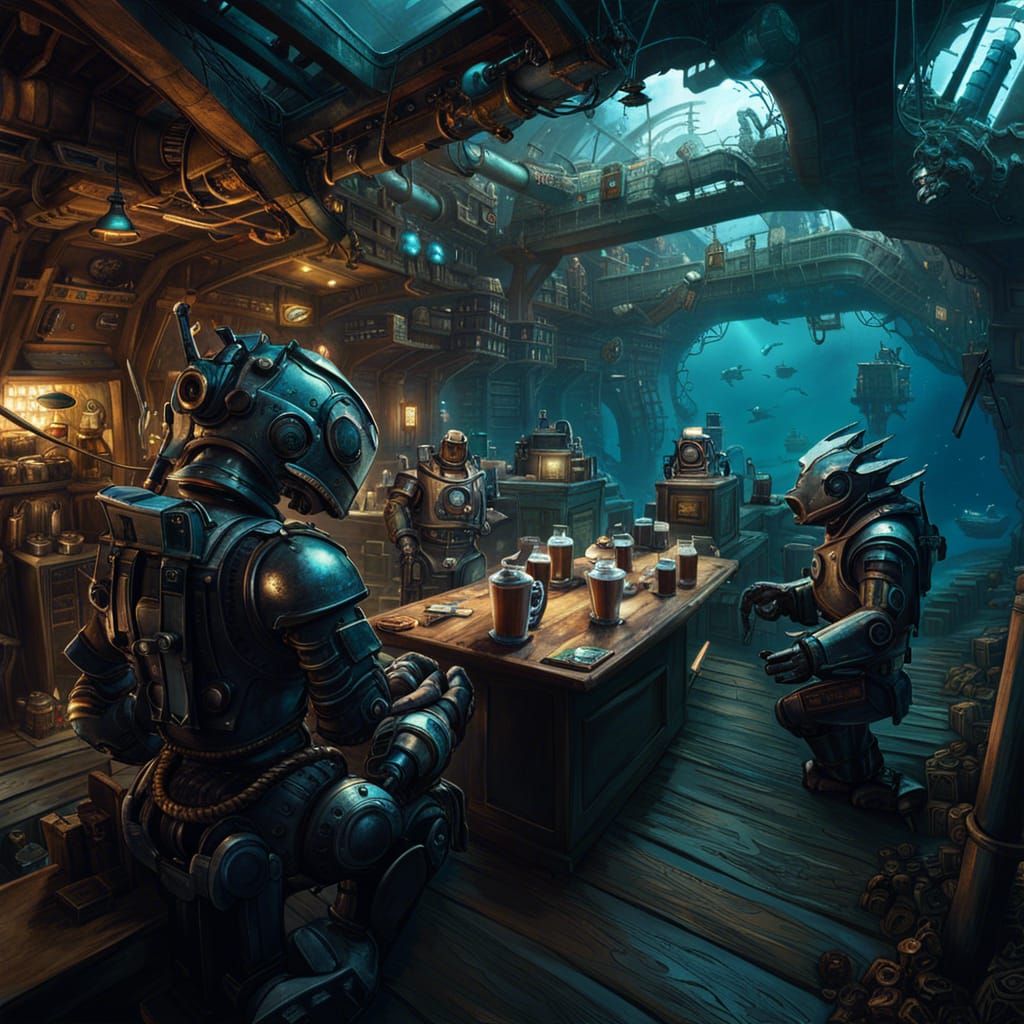 Robots in Alchemic Underwater Sci-Fi Battle