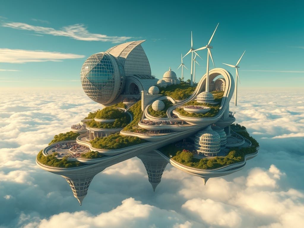 Solarpunk Metropolis Blooms in the Skies