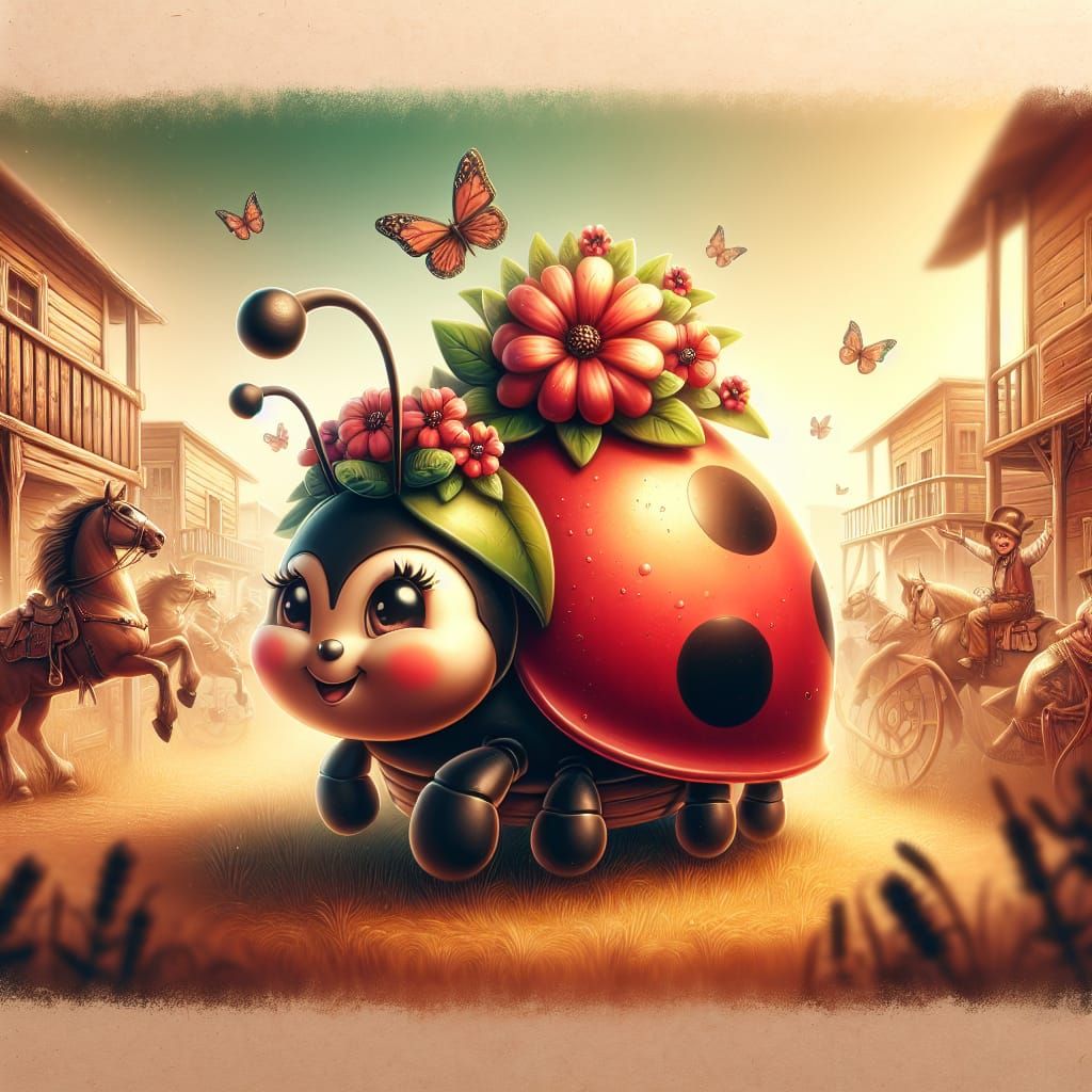 Ladybug at Old West Barn Dance, Airbrush Art